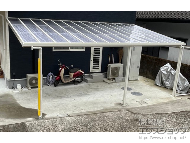 高知県高岡郡四万十町ののテラス屋根 ソラリア F型 ビッグサイズ 連棟 積雪〜20cm対応+吊り下げ式固定物干し 施工例