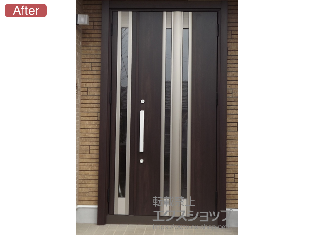 茨城県日立市のLIXIL リクシル（トステム）の玄関ドア リシェント玄関ドア3 断熱K4仕様 親子仕様(ランマ無)R G77型 ※手動仕様 施工例