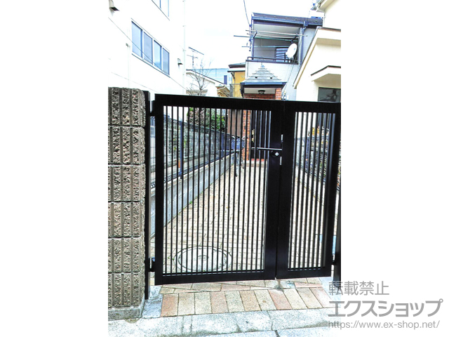 神奈川県川崎市のの門扉 開き門扉AB TR2型 親子開き　柱使用 施工例
