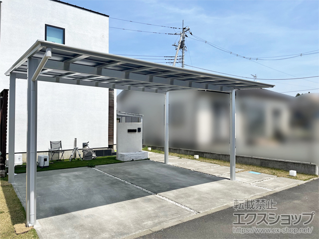 群馬県桐生市ののカーポート ネスカF (フラットスタイル) ワイド 積雪〜20cm対応 施工例
