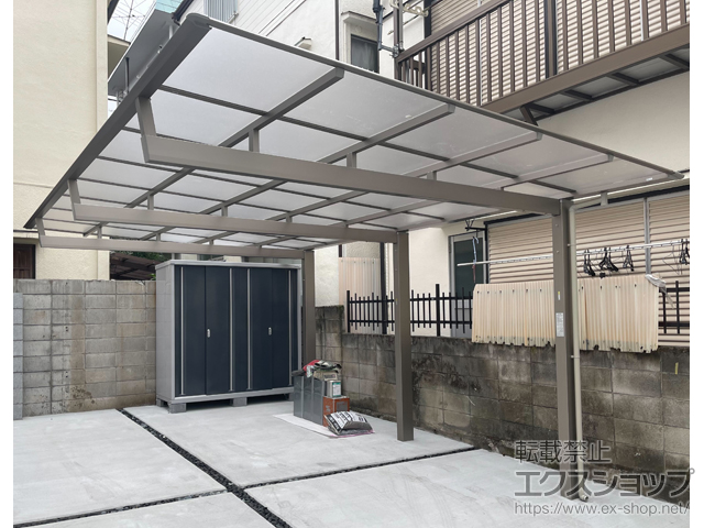 東京都文京区ののカーポート ニューマイリッシュ 通常勾配 前上がり 3本柱仕様 積雪〜20cm対応 施工例