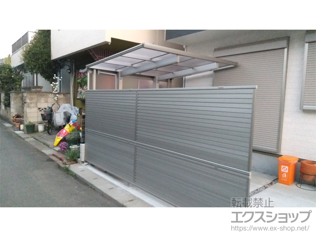 埼玉県入間市ののフェンス・柵 シンプレオフェンス5F型 横目隠し 2段支柱 自立建て用 施工例