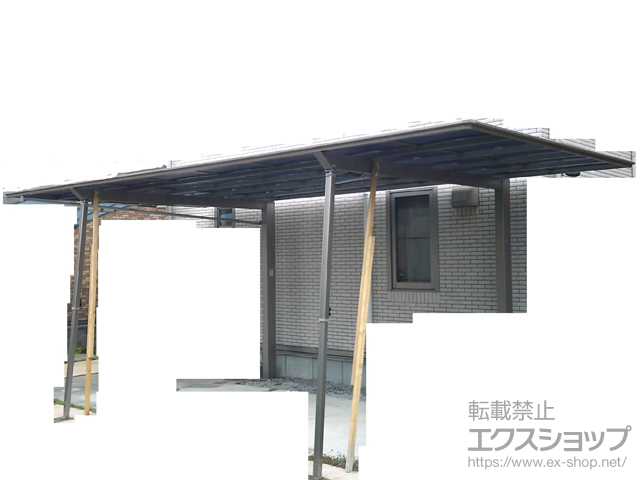 埼玉県さいたま市ののカーポート フーゴF (フラットスタイル)逆勾配 1台用 耐雪風圧強化パッケージ 積雪〜30cm対応+雨樋ネット+着脱式サポートフネカバーセット 施工例