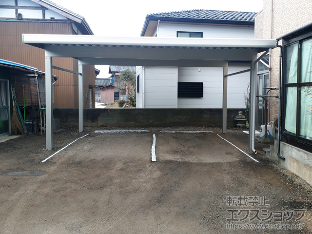 新潟県村上市ののカーポート ジーポートneo 積雪100cmAタイプ 2台用 4本角柱 施工例