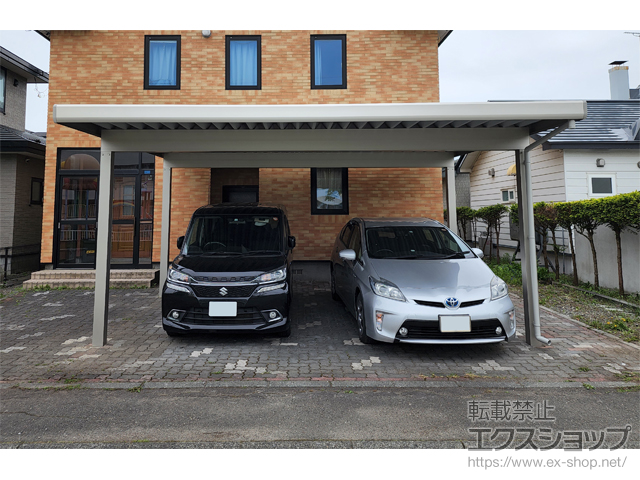 北海道苫小牧市ののカーポート ジーポートneo 積雪100cmAタイプ 2台用 角柱4本柱 施工例