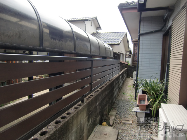 福岡県筑紫野市ののフェンス・柵 モクアルフェンス 横板タイプ　自由柱施工 施工例