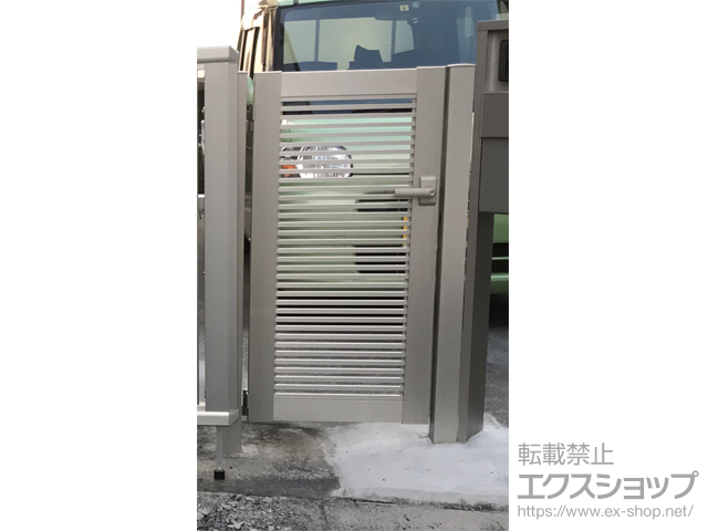 静岡県沼津市のの門扉 シンプレオ門扉1型 横格子 片開き 門柱使用 施工例