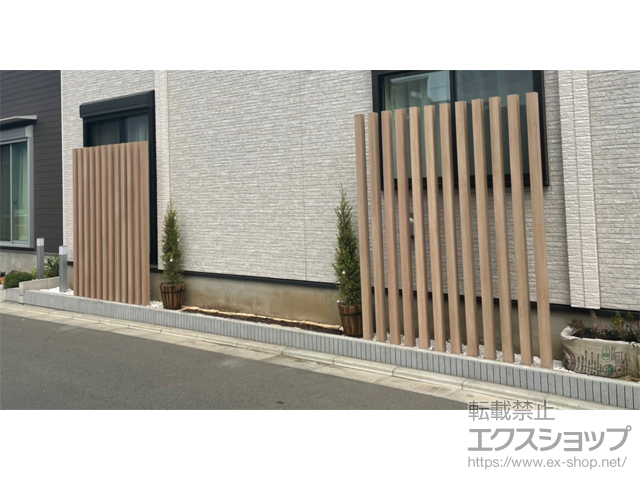 埼玉県新座市ののフェンス・柵 デザイナーパーツ 枕木材 70×70 施工例