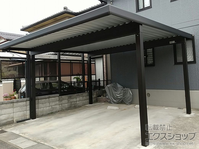 滋賀県彦根市ののカーポート ジーポートneo 積雪100cmAタイプ 2台用 角柱4本柱 施工例