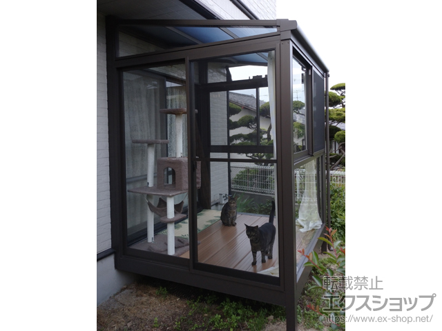 兵庫県姫路市ののテラス囲い・サンルーム サニージュF型 床納まり ランマ無し 積雪20cm対応 施工例