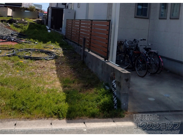 愛知県豊橋市ののフェンス・柵 モクアルフェンス 横板タイプ・自由柱施工 施工例