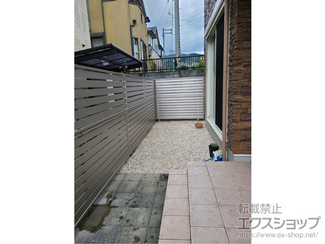 滋賀県大津市ののフェンス・柵 シンプレオフェンスSY1F型 横半目隠し 2段支柱 自立建て用 施工例