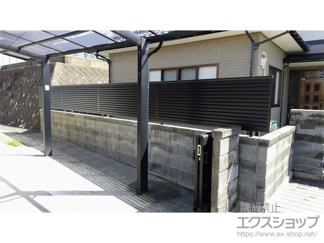 島根県浜田市ののフェンス・柵 ミエーネフェンス 目隠しルーバータイプ 自由柱施工 施工例