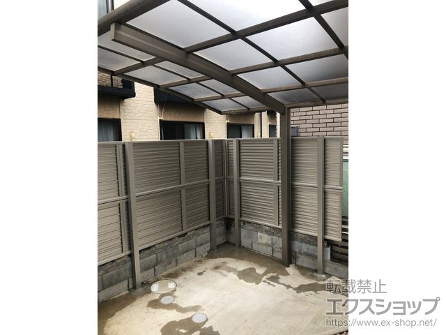 千葉県船橋市ののフェンス・柵 ミエーネフェンス 目隠しルーバータイプ 2段支柱 自立建て用 施工例