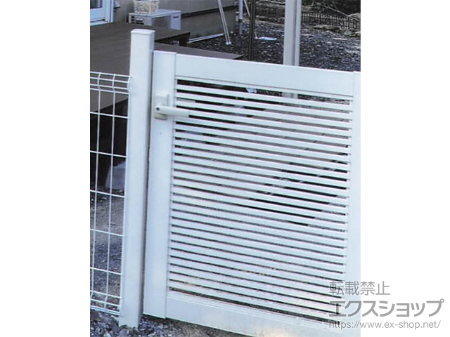 福岡県中間市のの門扉 シンプレオ門扉1型 横格子 片開き 門柱使用 施工例