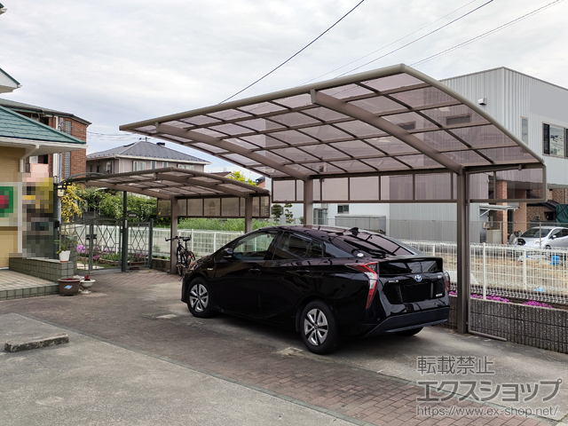 大阪府松原市ののカーポート ネスカR (ラウンドスタイル) 積雪〜20cm対応+ネスカR サイドパネル 施工例