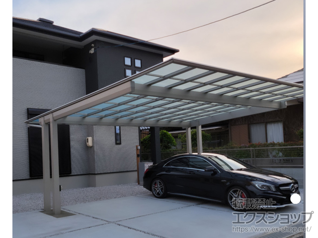 山口県宇部市ののカーポート エフルージュツインEX FIRST 後方支持タイプ マテリアルカラー 積雪〜20cm対応 施工例