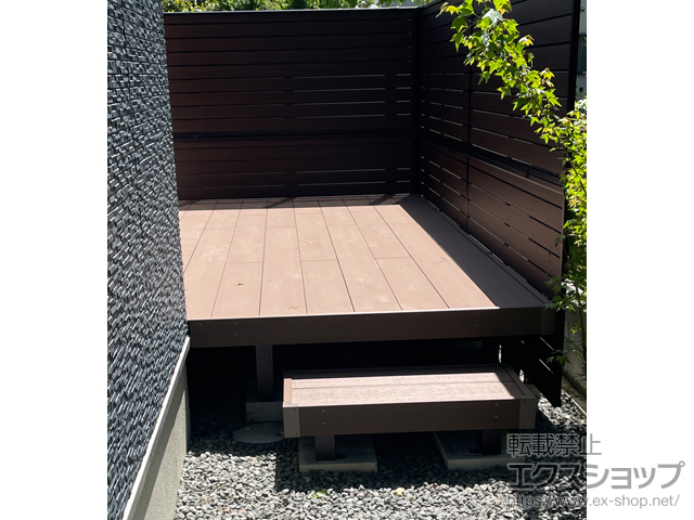大阪府富田林市ののウッドデッキ リウッドデッキ 200＋独立式リウッドステップ2型 施工例