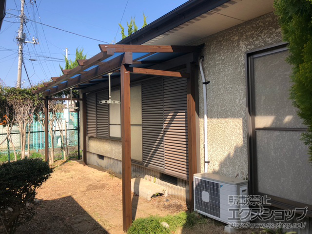 茨城県古河市ののテラス屋根 ナチュレN 壁寄せ納まり 単体 積雪〜20cm対応/4本柱 施工例