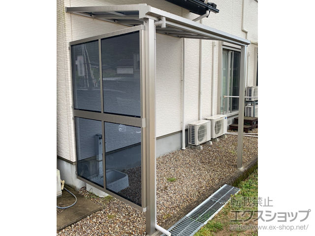 兵庫県豊岡市ののテラス屋根 ソラリア F型 1500 テラスタイプ 単体　積雪〜50cm対応＋側面パネル 施工例