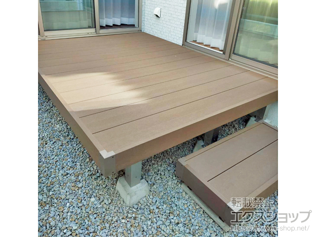 香川県高松市ののウッドデッキ リウッドデッキ 200＋独立式リウッドステップ2型×1セット 施工例