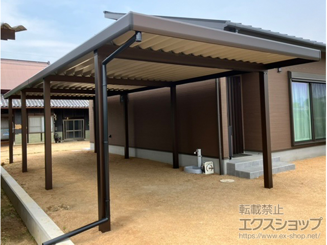 香川県さぬき市ののカーポート レオンポートneo 縦連棟 角柱8本柱 積雪〜50cm対応 施工例