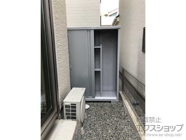 大阪府岸和田市のの物置・屋外倉庫 シンプリー 一般型 1320×515×1903 MJX-135E-P-PS 施工例