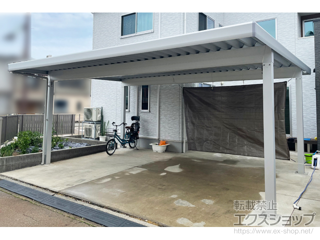 石川県小松市ののカーポート ジーポートneo 積雪100cmAタイプ 2台用 4本角柱 施工例