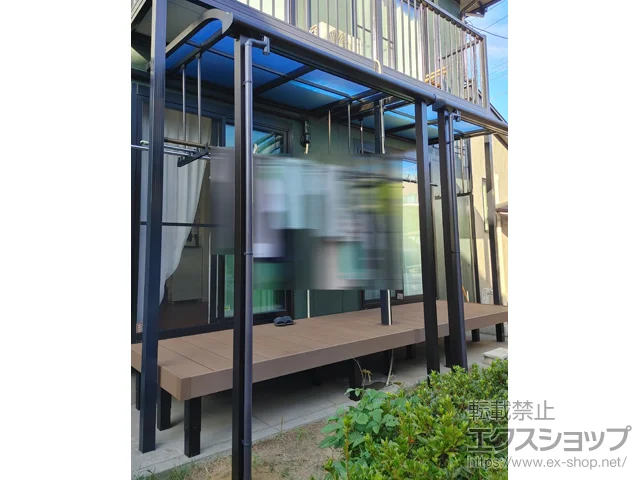 千葉県千葉市のYKKAPのテラス屋根 ソラリア R型 テラスタイプ 単体 積雪　～20cm対応＋吊り下げ式　固定物干し 施工例