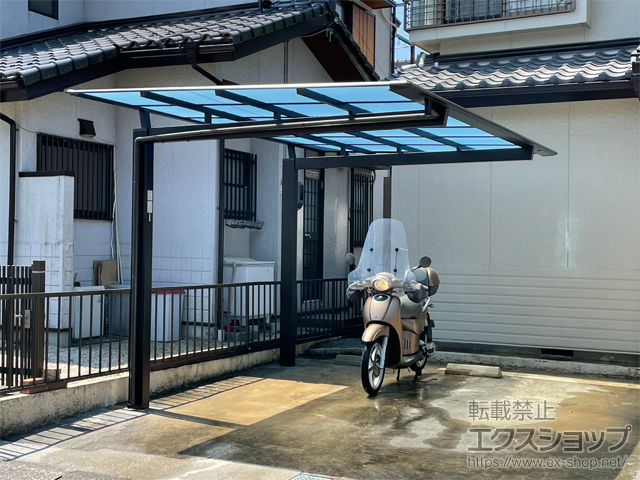 三重県員弁郡東員町ののカーポート ニューマイリッシュ 逆勾配 前下がり 積雪〜20cm対応 施工例