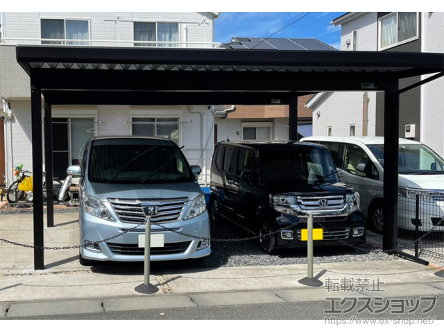 茨城県取手市ののカーポート ジーポートneo 積雪100cmAタイプ 2台用 4本柱 施工例