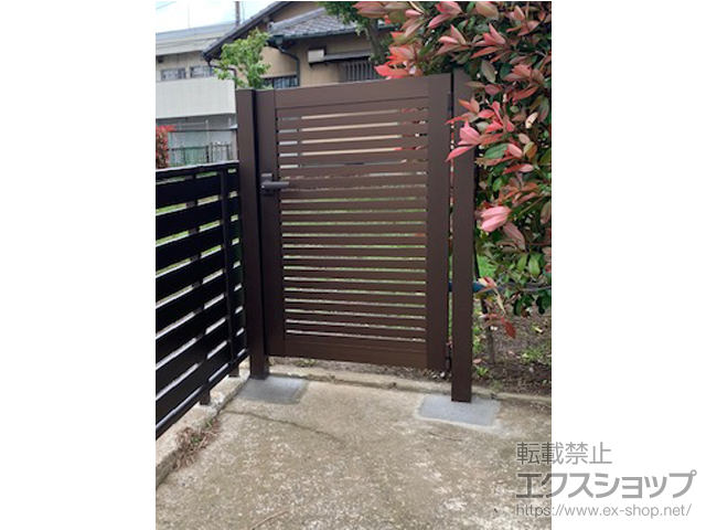 千葉県木更津市のの門扉 シンプレオ門扉3型 横太格子 片開き 門柱使用 施工例