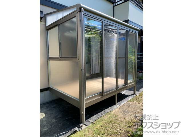 滋賀県大津市ののテラス囲い・サンルーム サニージュ F型 床納まり ランマ無 積雪〜20cm対応＋吊下げ物干し 施工例