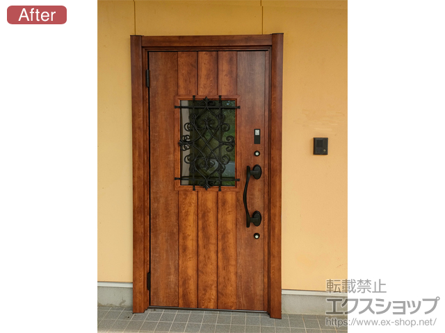 群馬県前橋市のLIXIL リクシル（トステム）の玄関ドア リシェント玄関ドア3 断熱K2仕様 片開き仕様(ランマ無)外観左吊元 D41型 ※タッチキー仕様(キー付リモコン) 施工例