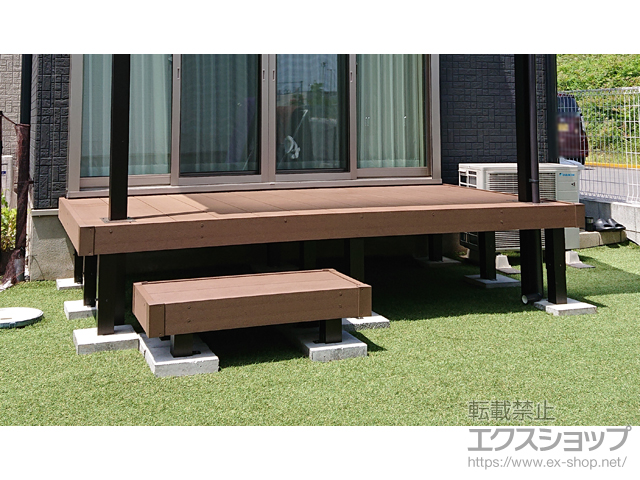 千葉県野田市ののウッドデッキ リウッドデッキ 200＋独立式リウッドステップ2型×1セット 施工例