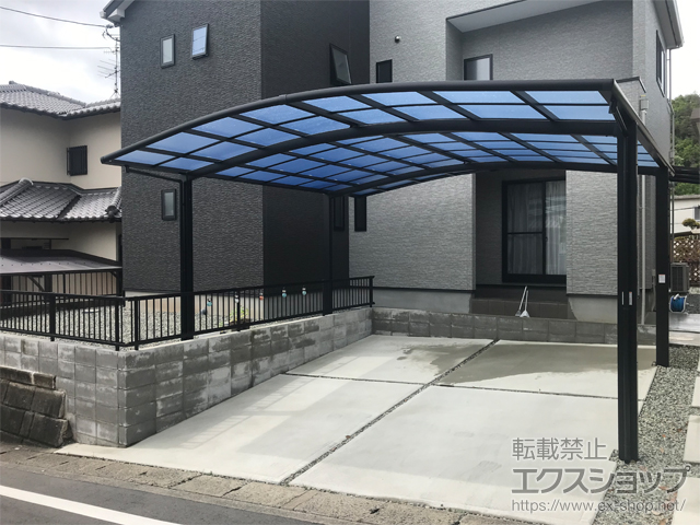 兵庫県川西市ののカーポート ネスカR (ラウンドスタイル) ワイド 積雪〜20cm対応 施工例