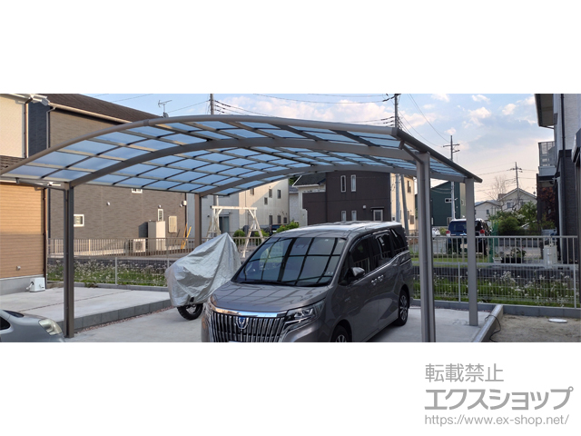 栃木県日光市ののカーポート ネスカR (ラウンドスタイル) ワイド 積雪〜20cm対応 施工例