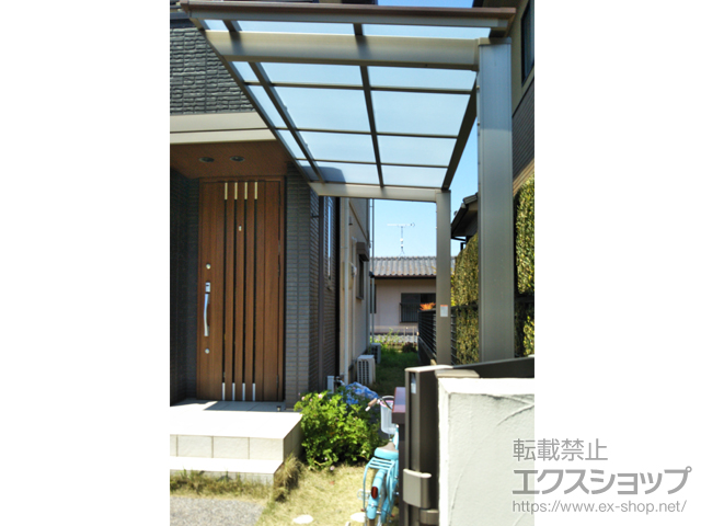 福岡県宗像市ののサイクルポート・駐輪場 フーゴFミニ (フラットスタイル) 木調色 積雪〜20cm対応 施工例