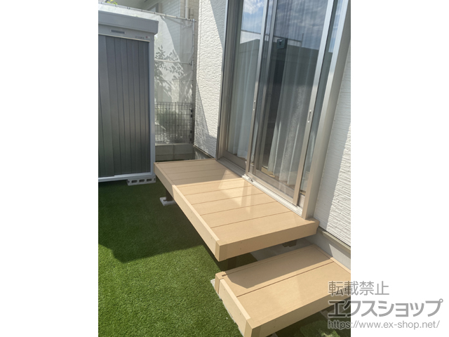 宮城県仙台市ののウッドデッキ リウッドデッキ 200+独立式リウッドステップ2型×1セット 施工例