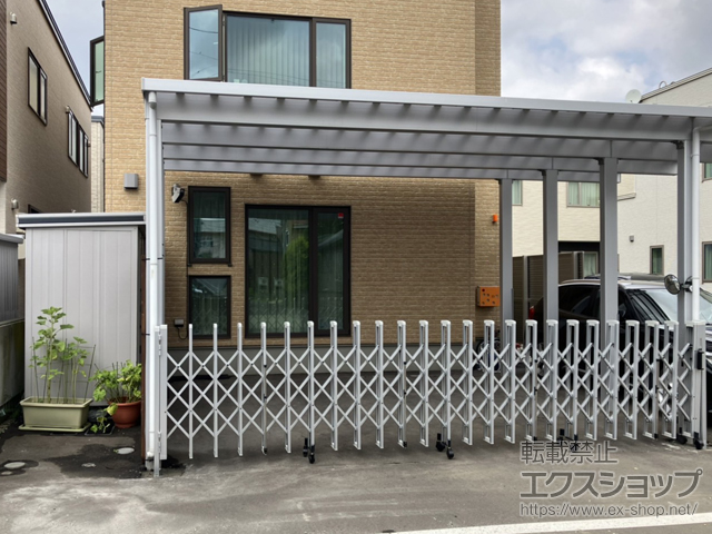 北海道札幌市ののカーゲート トリップゲートII 3型 ストロング ノンレール 片開き 5312S 施工例