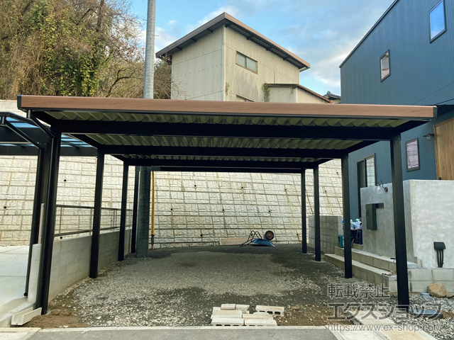 熊本県熊本市ののカーポート カーポートSW 積雪30cm対応 4台用 縦連棟 角柱8本柱 施工例