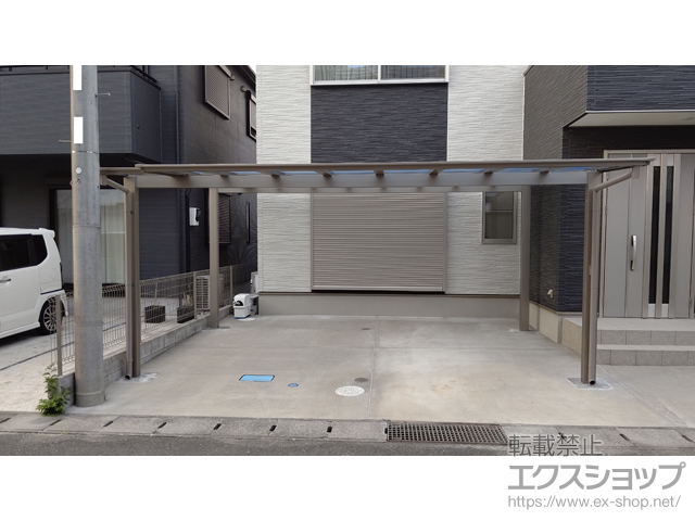 神奈川県厚木市ののカーポート フーゴF (フラットスタイル) ワイド 積雪〜20cm対応 施工例