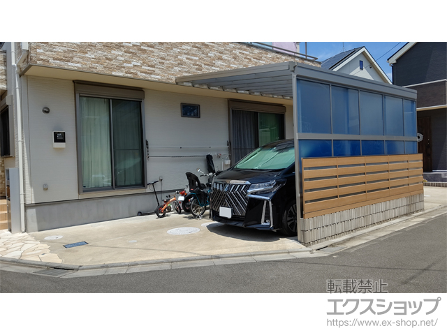 千葉県船橋市ののテラス屋根 ソラリア F型 ビッグサイズ 単体 積雪〜20cm対応＋前面パネル 施工例