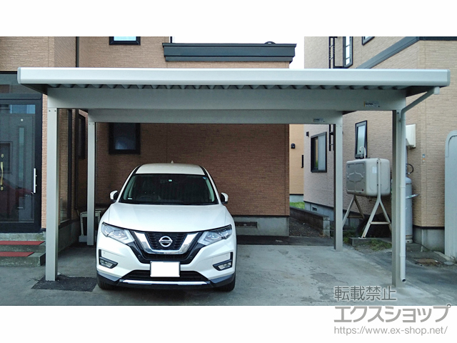 北海道札幌市ののカーポート ジーポートneo Aタイプ 2台用 角柱4本柱 積雪〜100cm対応 施工例