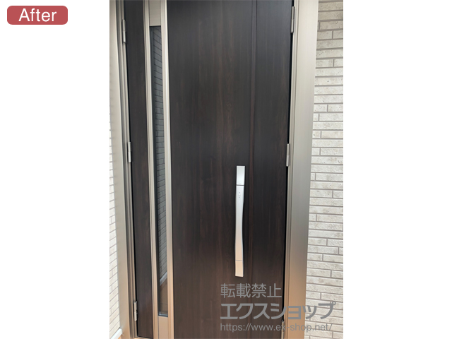 埼玉県さいたま市のLIXIL リクシル（トステム）の玄関ドア リシェント玄関ドア3 断熱K4仕様 親子仕様(ランマ無)外観左吊元 M78型 ※タッチキー仕様(キー付リモコン) 施工例