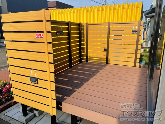 北海道札幌市ののフェンス・柵、ウッドデッキ エバーエコウッドII 床板195mm幅仕様 施工例