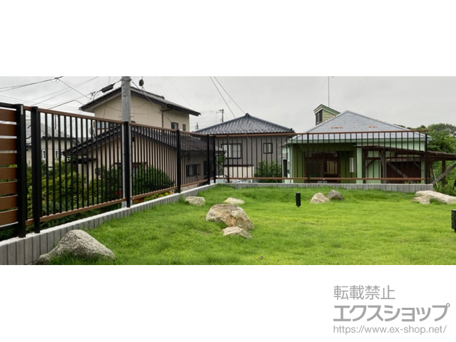 福島県石川郡石川町ののフェンス・柵 ルシアスフェンスH12型 たて格子 自由柱施工 施工例