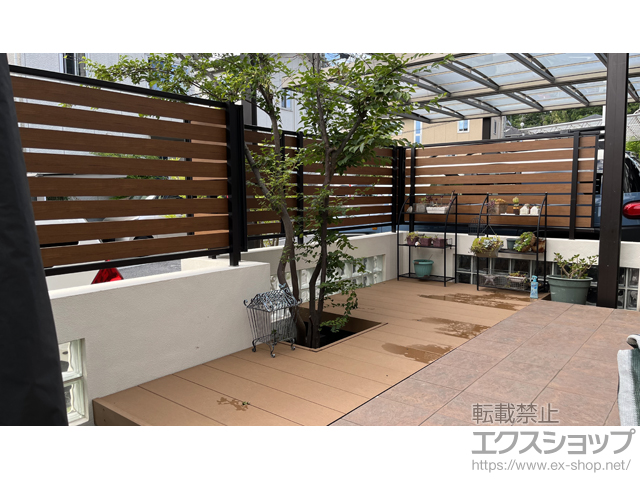 大阪府羽曳野市ののフェンス・柵 ルシアスフェンスH06R型 横スリット 自由柱施工 施工例