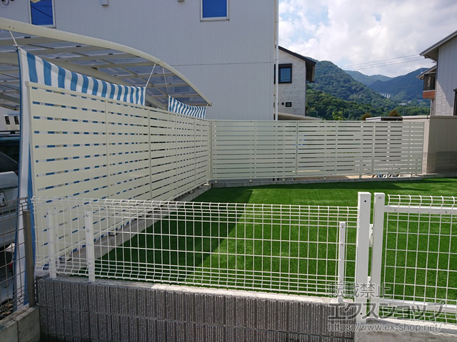 大分県別府市ののフェンス・柵 シンプレオフェンスSY1F型 横スリット　自由柱施工 施工例