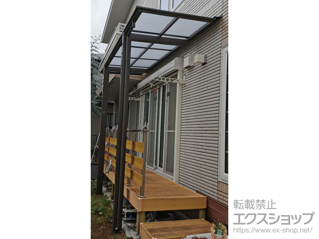 神奈川県秦野市ののテラス屋根 フーゴF 独立テラスタイプ 単体 積雪〜20cm対応+テラス対応躯体すき間ふさぎ材 施工例